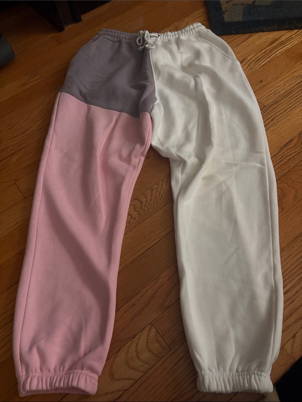 Colorblock Jogger Pants - Pink, Gray, White